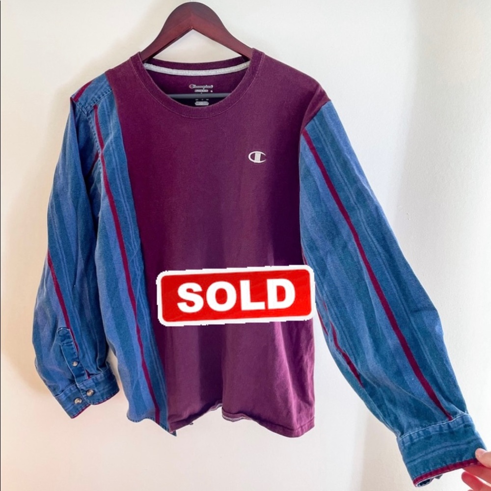 (SOLD) Reworked Champion / Denim Longsleeve